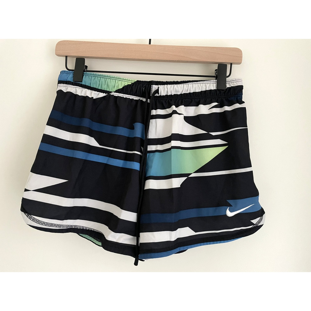 Nike Dri-FIT Womens Small Black Abstract Running Shorts Lined Gym Athletic